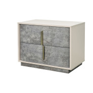 2-Drawer Nightstand Stone Finish with LED Lights Pavira Collection By Michael Amini 9023042-837