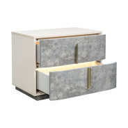 2-Drawer Nightstand Stone Finish with LED Lights Pavira Collection By Michael Amini 9023042-837