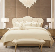 Channel-Tufted Upholstered Bed Villa Cherie Caramel  Collection by Michael Amini