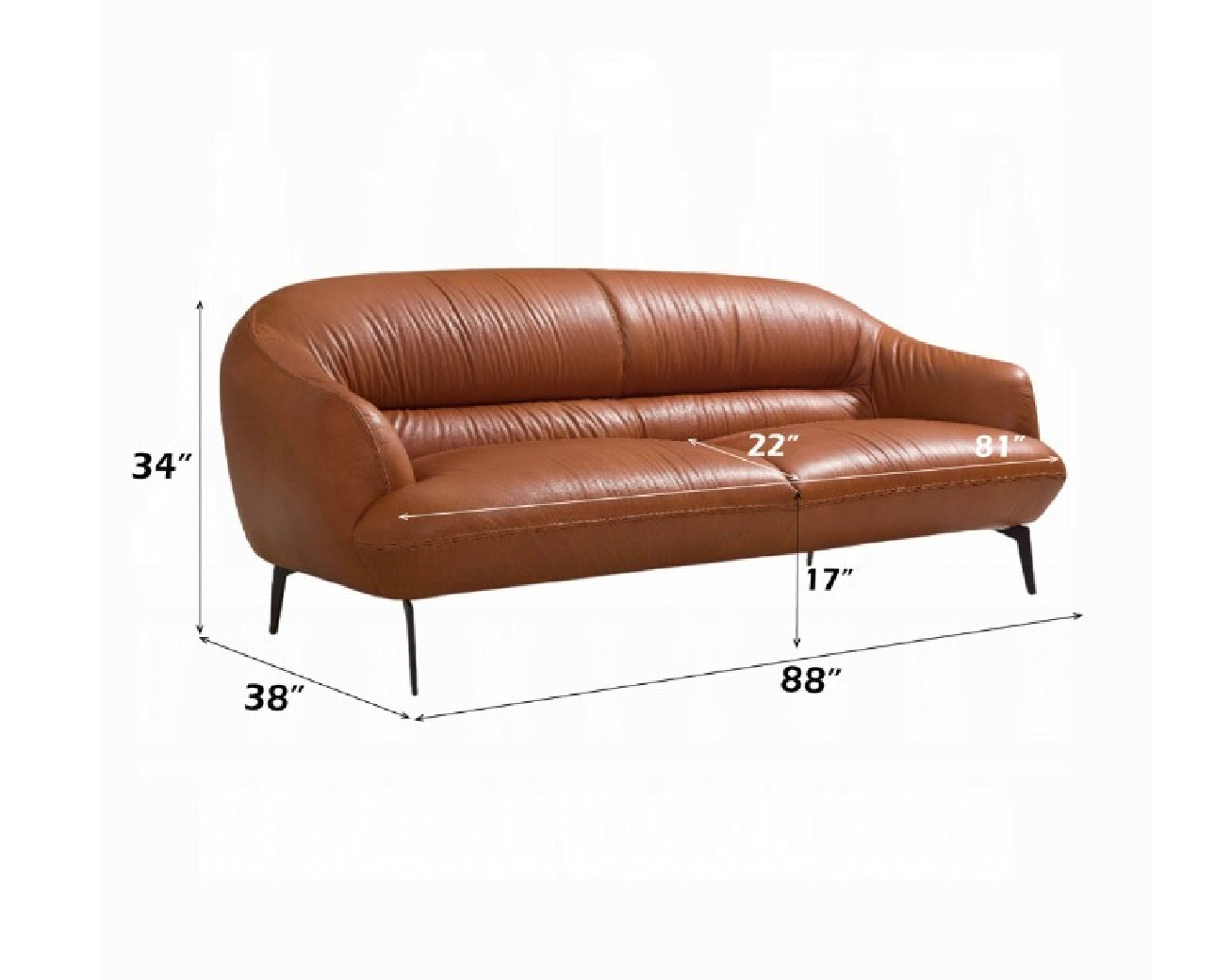 LV00937 Leather Sofa Cognac finish Leonia Collection By Acme Furniture