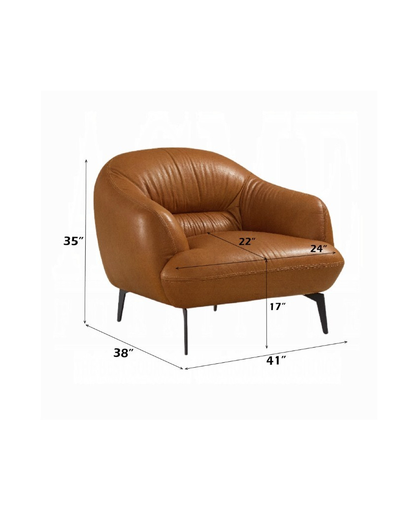 LV00937 Leather Sofa Cognac finish Leonia Collection By Acme Furniture