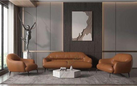 LV00937 Leather Sofa Cognac...