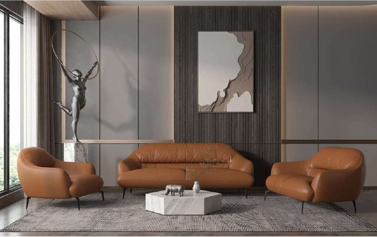 LV00937 Leather Sofa Cognac finish Leonia Collection By Acme Furniture