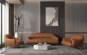 LV00937 Leather Sofa Cognac finish Leonia Collection By Acme Furniture