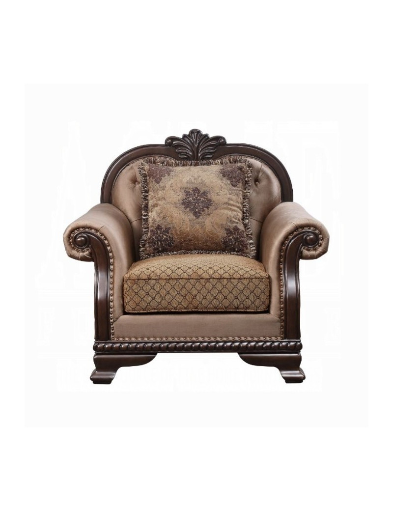 58267 Fabric & Espresso Finish Accent Chair Chateau de Ville Collection By Acme Furniture