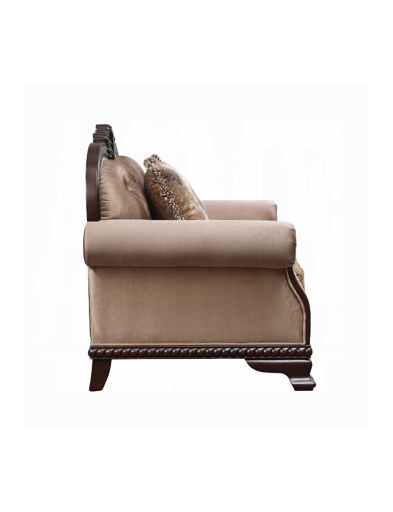 58267 Fabric & Espresso Finish Accent Chair Chateau de Ville Collection By Acme Furniture