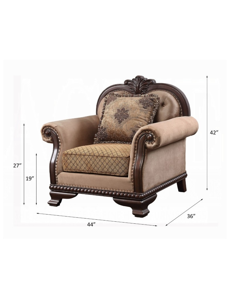 58267 Fabric & Espresso Finish Accent Chair Chateau de Ville Collection By Acme Furniture