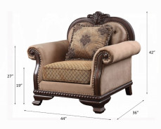 58267 Fabric & Espresso Finish Accent Chair Chateau de Ville Collection By Acme Furniture