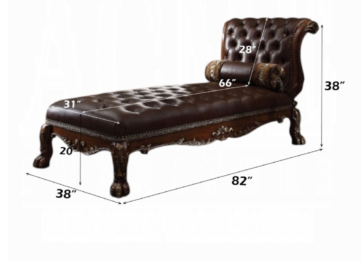 96487 PU Cherry Oak Finish Chaise Dresden Collection by Acme Furniture