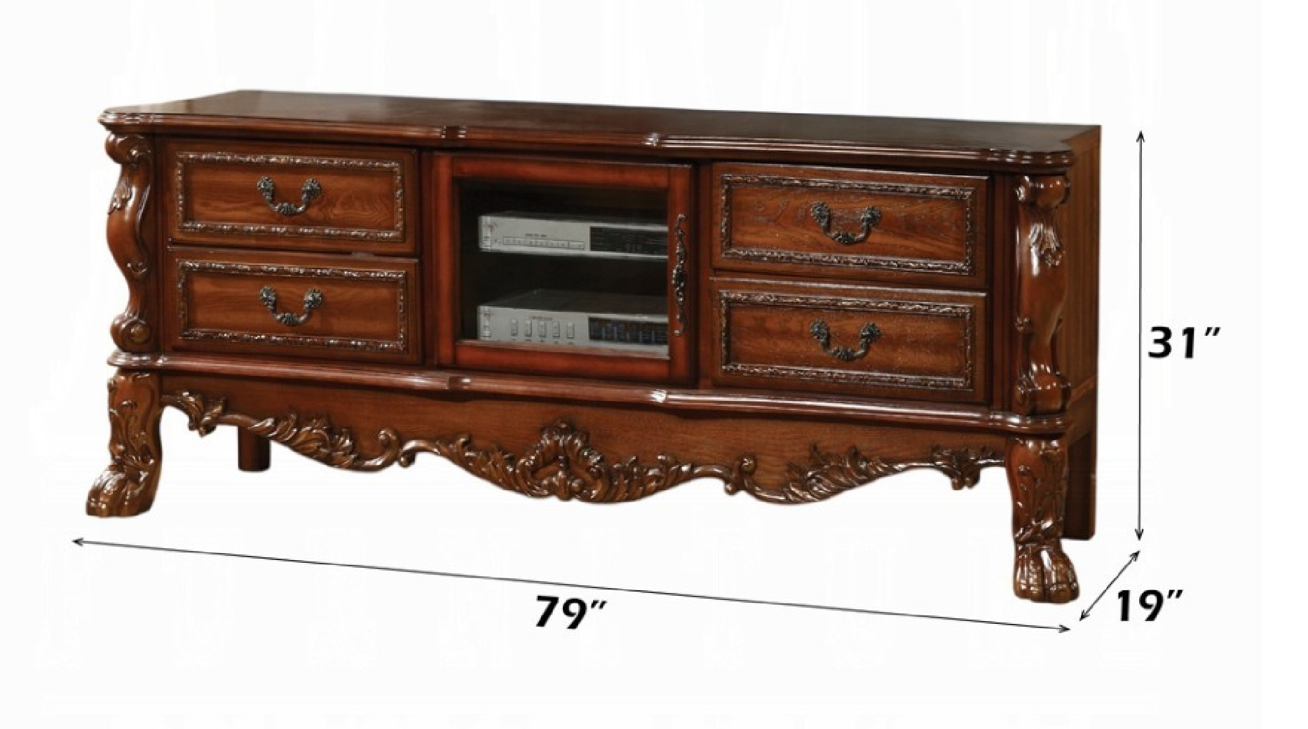 91338 Dresden Tv Stand Cherry Finish by Acme Furniture