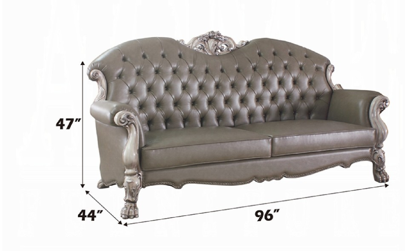 58175 Acme Living Room Dresden Collection PU & Vintage Bone White Finish