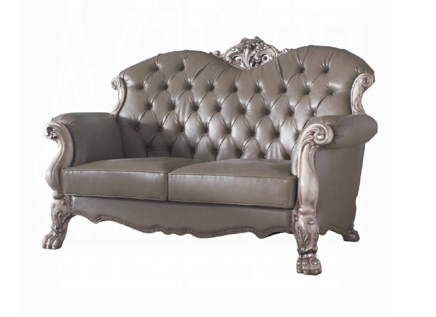 58175 Acme Living Room Dresden Collection PU & Vintage Bone White Finish