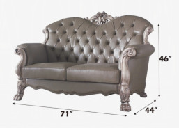 58175 Acme Living Room Dresden Collection PU & Vintage Bone White Finish
