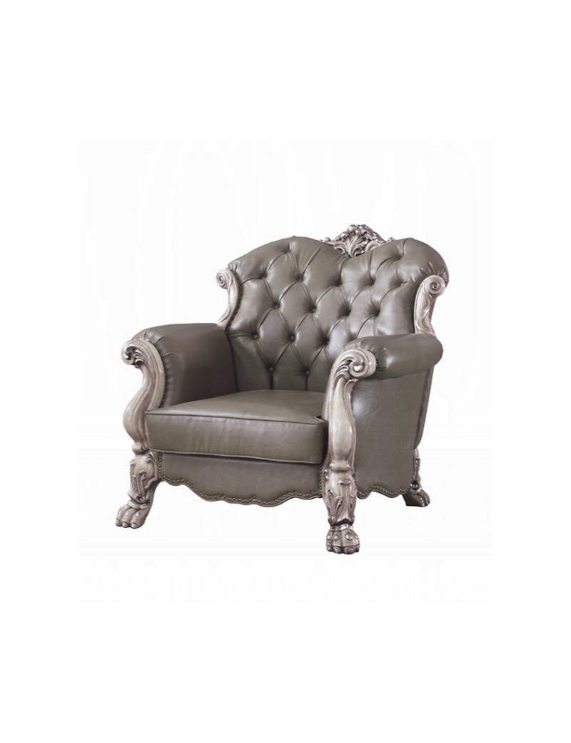 58175 Acme Living Room Dresden Collection PU & Vintage Bone White Finish