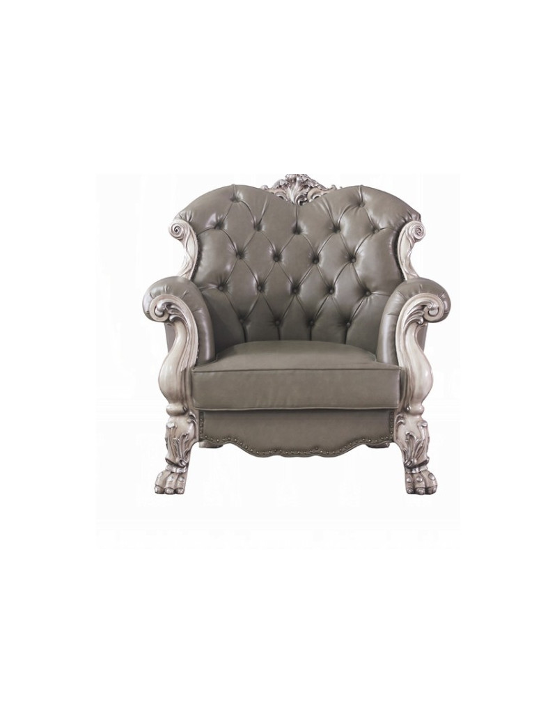 58175 Acme Living Room Dresden Collection PU & Vintage Bone White Finish