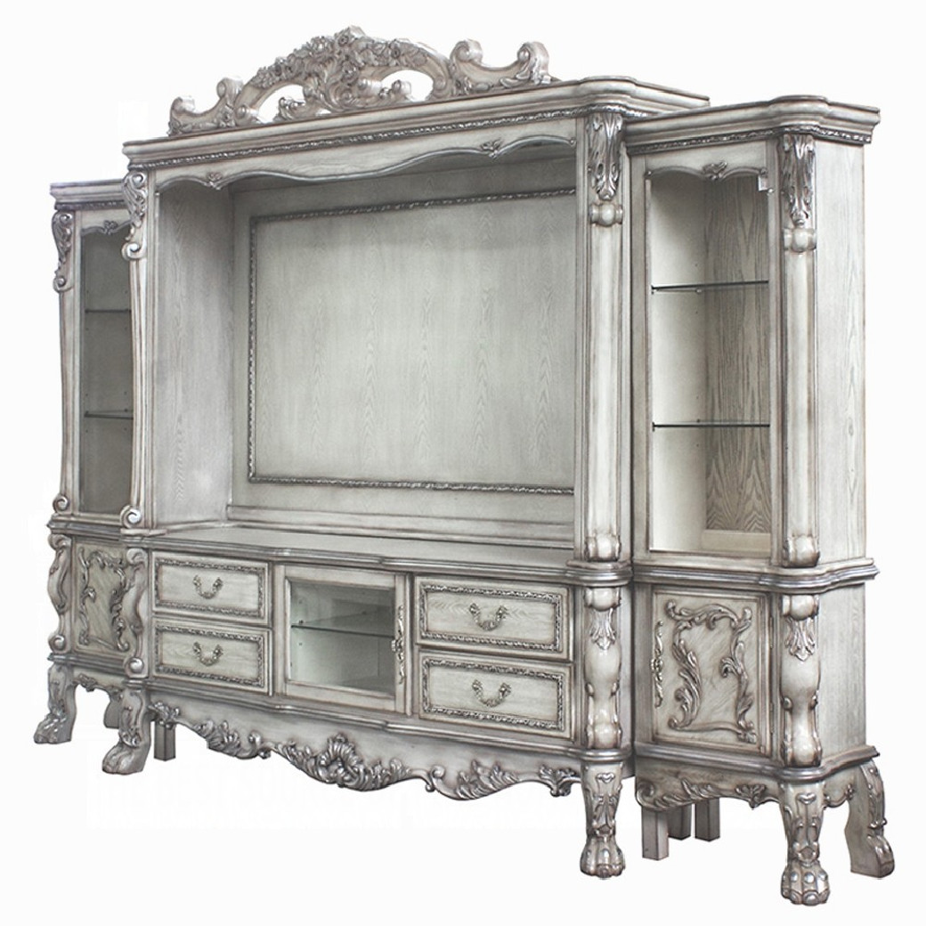 91470 Entertainment Center Vintage Bone White Finish  Dresden Collection by Acme Furniture