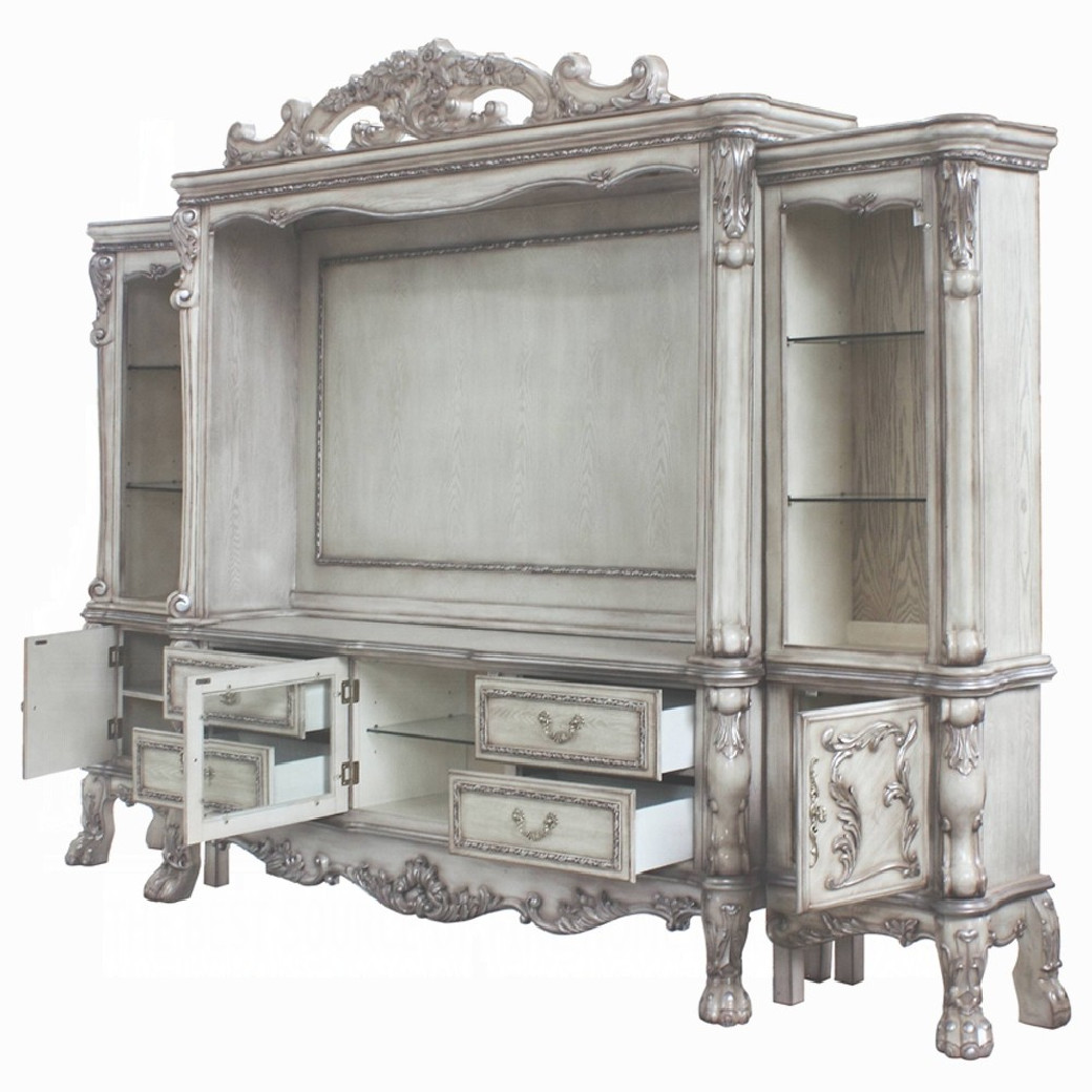 91470 Entertainment Center Vintage Bone White Finish  Dresden Collection by Acme Furniture
