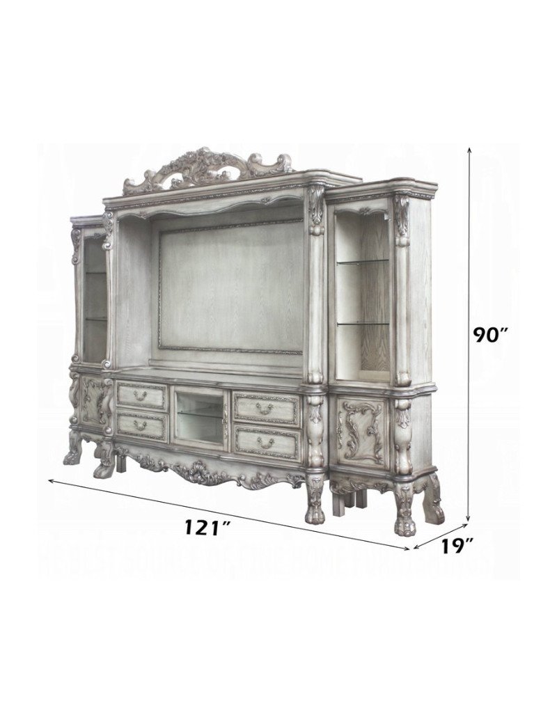 91470 Entertainment Center Vintage Bone White Finish  Dresden Collection by Acme Furniture