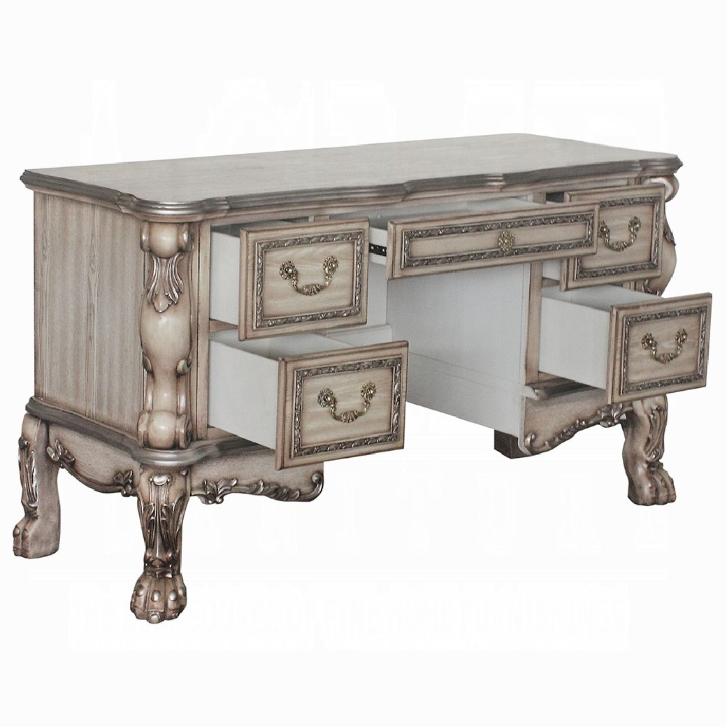 28193 Vintage Bone White Finish Vanity & Mirror Dresden Collection By Acme Furniture