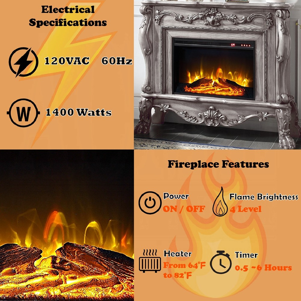 AC01310 Vintage Bone White Finish Fireplace Dresden Collection by Acme Furniture