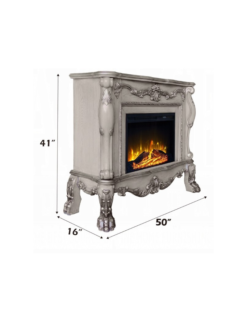AC01310 Vintage Bone White Finish Fireplace Dresden Collection by Acme Furniture