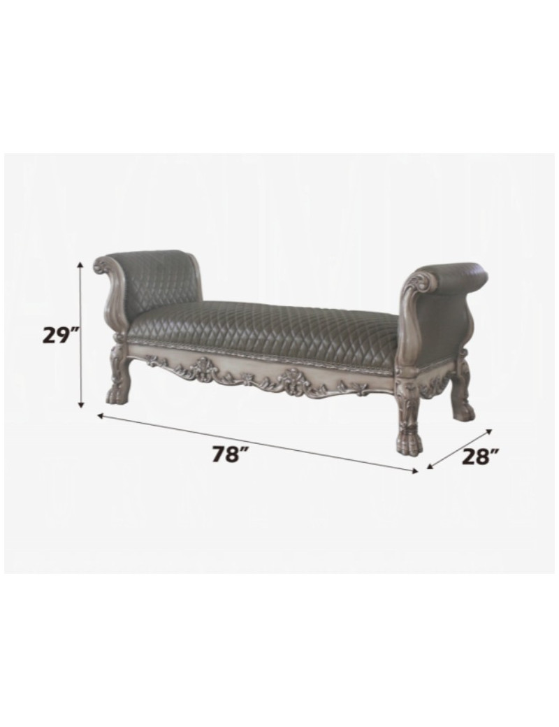 96590 Dresden Bench PU & Vintage Bone White by Acme Furniture