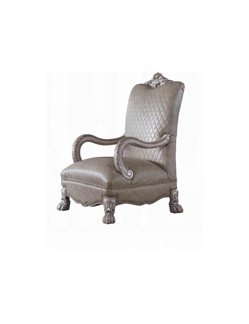 58172 Accent Chair Vintage Bone White Wash Finish Dresden Collection By Acme Furniture