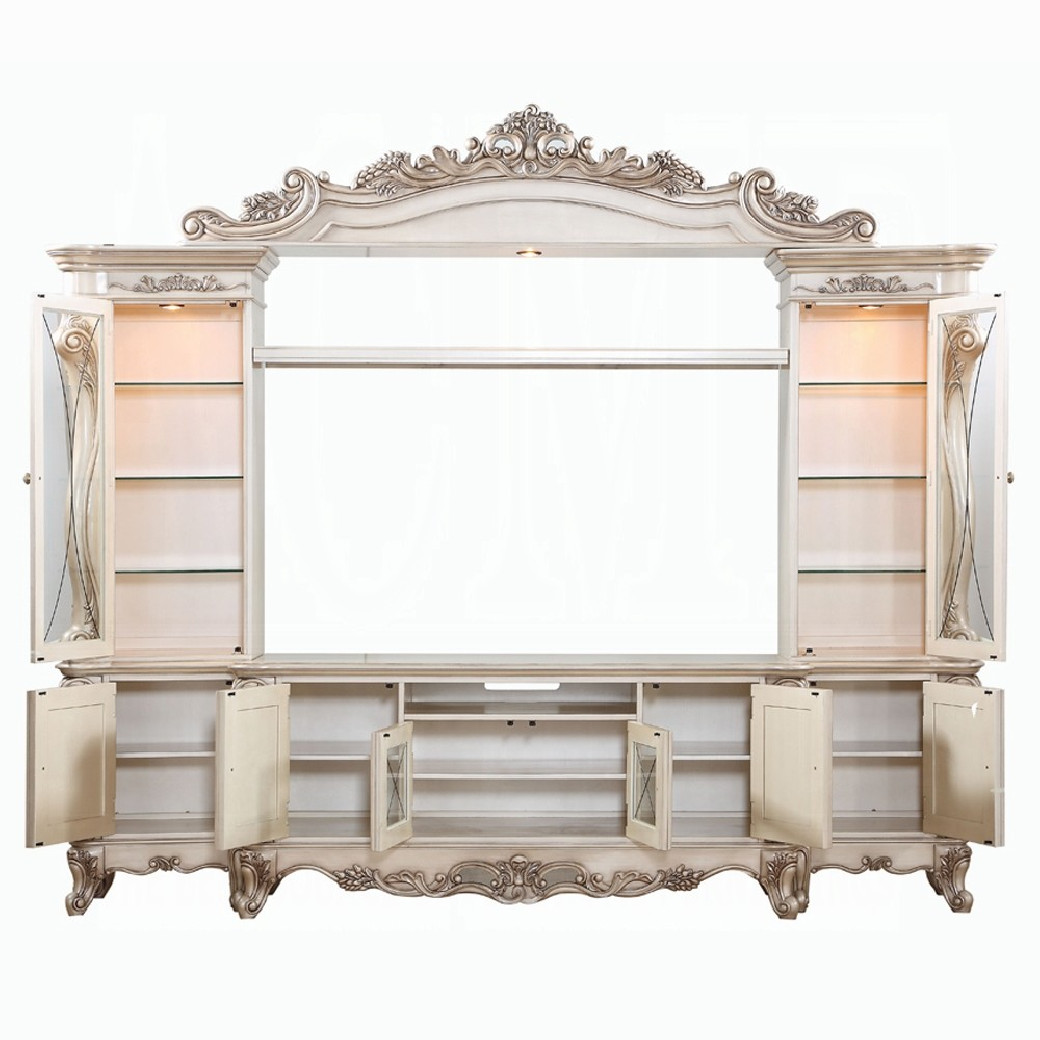 91440 Antique White Finish Entertainment Center Gorsedd Collection by Acme Furniture