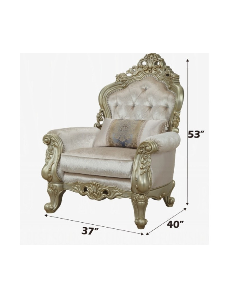 52442 Antique White Finish/ Cream Fabric Accent Chair Grossed Collection by Acme Furniture