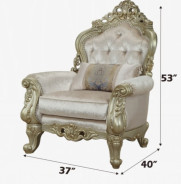 52442 Antique White Finish/ Cream Fabric Accent Chair Grossed Collection by Acme Furniture