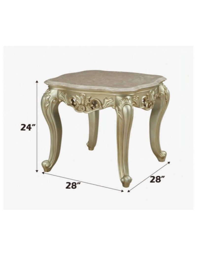 82440 Antique White Finish Occasional Tables Marble Top Gorsedd Collection by Acme Furniture