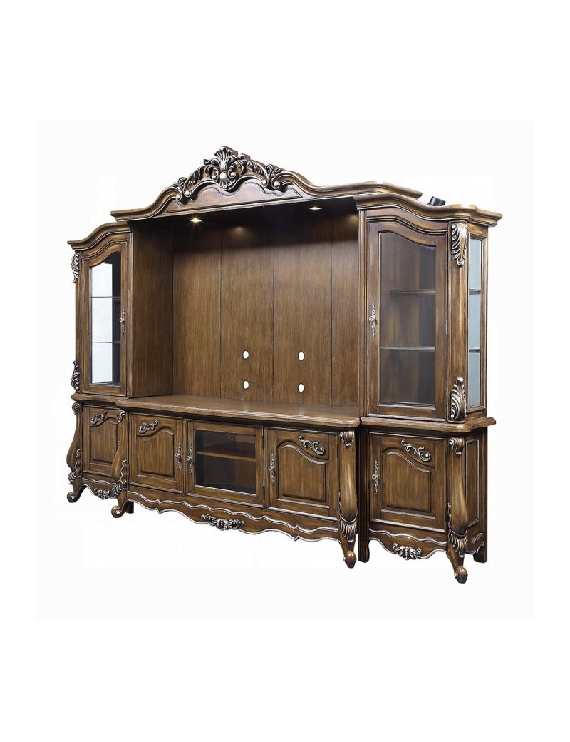 LV01355 Antique Oak Finish Entertainment Center Latisha Collection By Acme Furniture