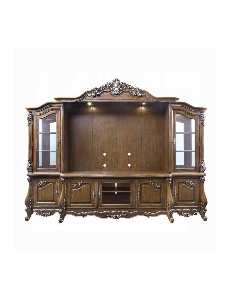 LV01355 Antique Oak Finish Entertainment Center Latisha Collection By Acme Furniture