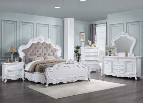BD02254Q White Finish Bed...