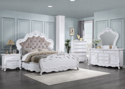 BD02254Q White Finish Bed Latisha Collection by Acme Furniture