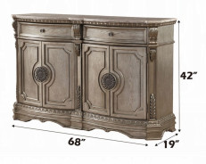 66925 Antique Silver Finish Server w/Marble Top Northville Collection By Acme Furniture