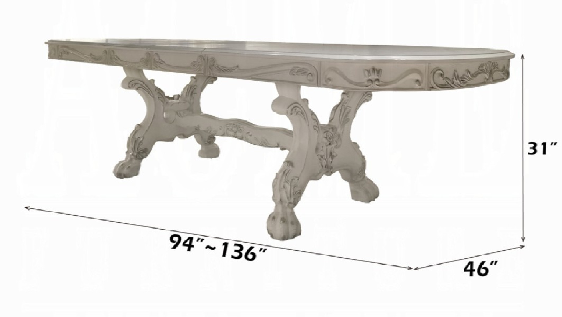 DN01695 7PC Dining Set Bone White Dresden Collection By Acme Furniture
