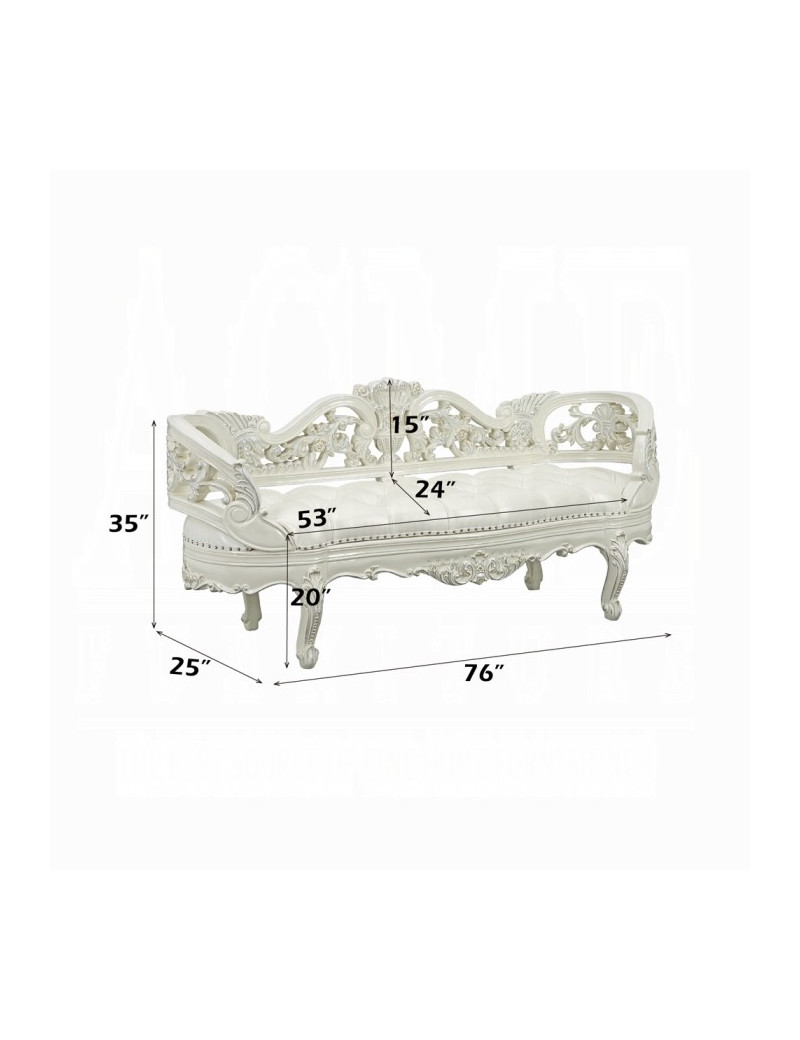 BD01253 Antique White Finish Bench Adara Collection By Acme Furniture