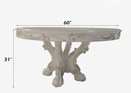 DN01700 5PC Dining Set Round Table Dresden White Bone Collection By Acme Furniture