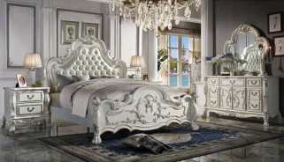 BD01682Q Queen Bed Dresden Bone White Finish Collection By Acme Furniture