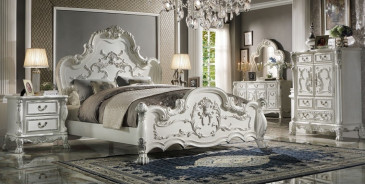 BD01708Q Queen Bed Bone White Finish Dresden Collection by Acme Furniture