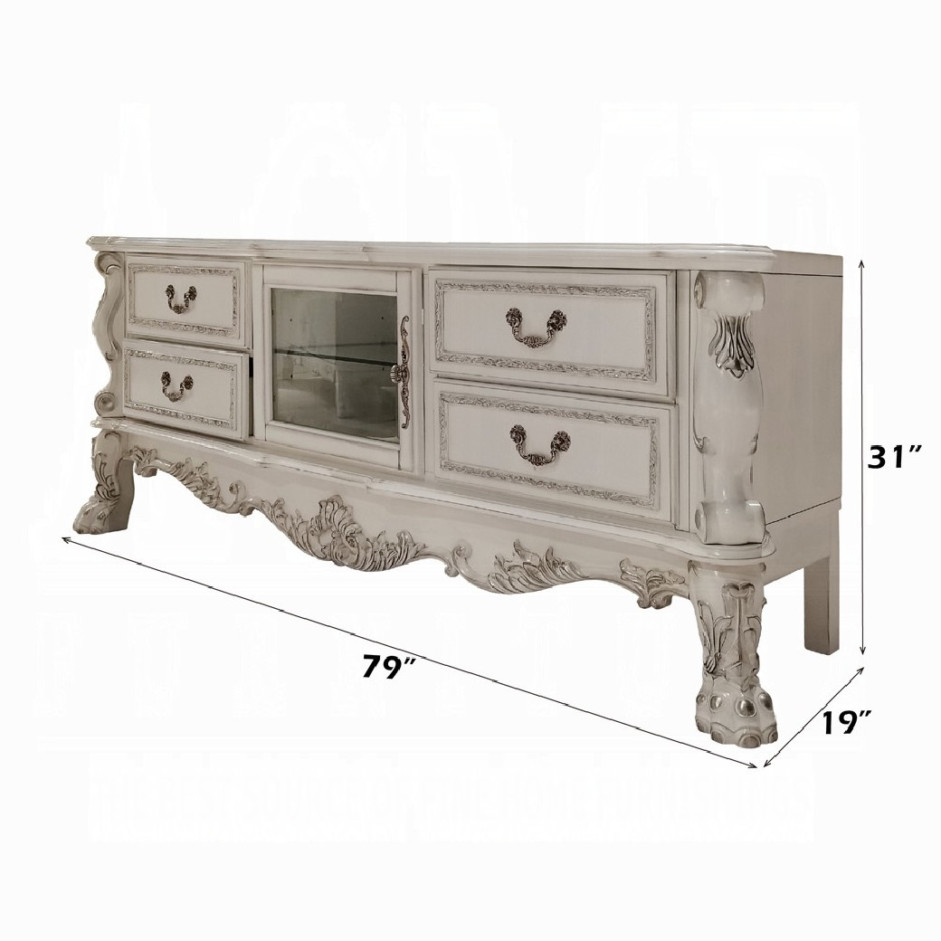 LV01714 TV stand Dresden Bone White Finish Collection By Acme Furniture