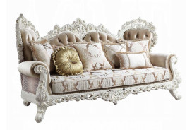 LV00803 Sofa W/7 Pillows Fabric & Antique White Finish Vanaheim Collection by Acme Furniture