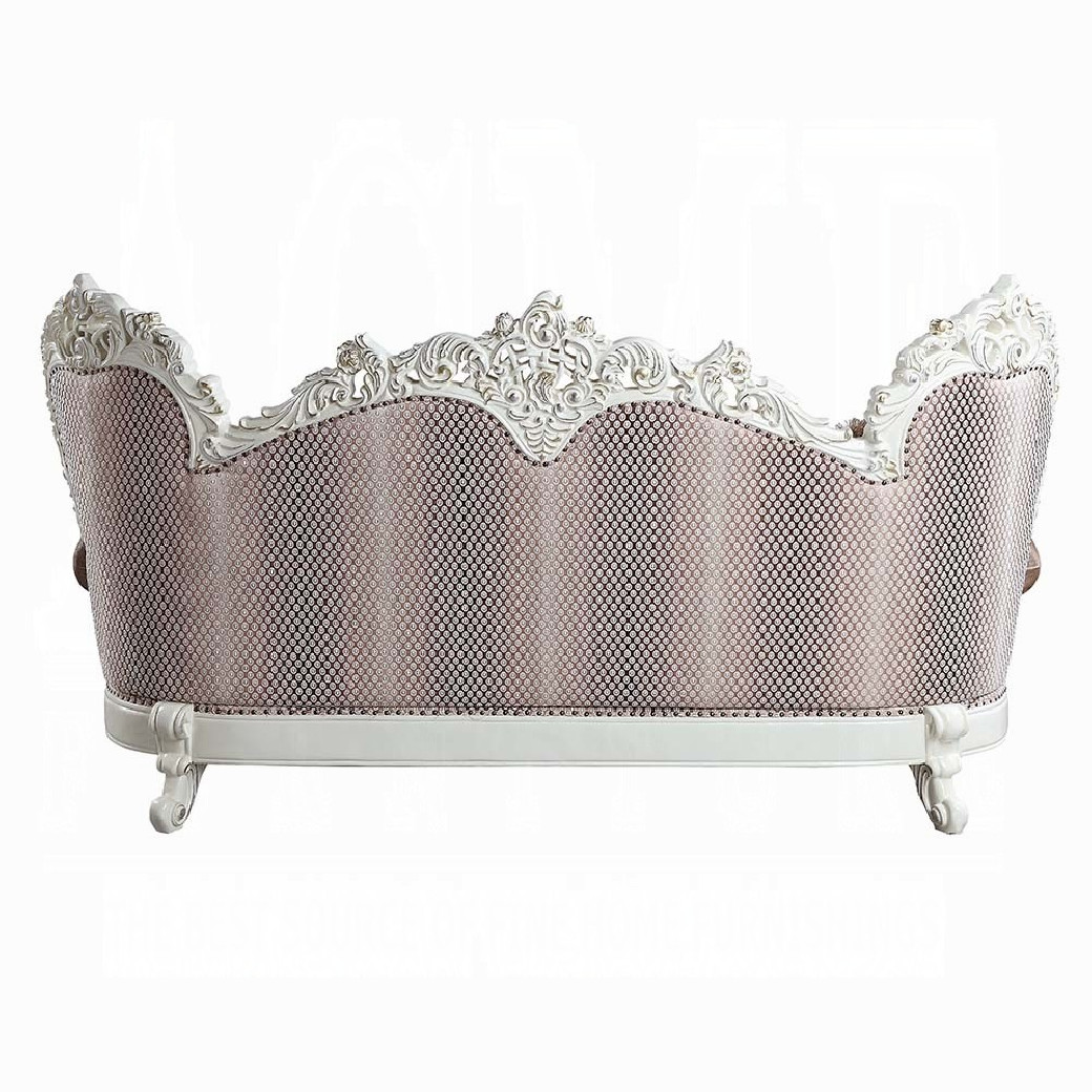 LV00803 Sofa W/7 Pillows Fabric & Antique White Finish Vanaheim Collection by Acme Furniture
