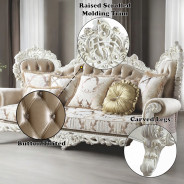 LV00803 Sofa W/7 Pillows Fabric & Antique White Finish Vanaheim Collection by Acme Furniture