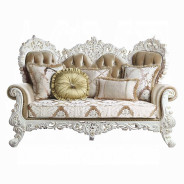 LV00804 Loveseat W/5 Pillows  Fabric & Antique White Finish Vanaheim Collection by Acme Furniture