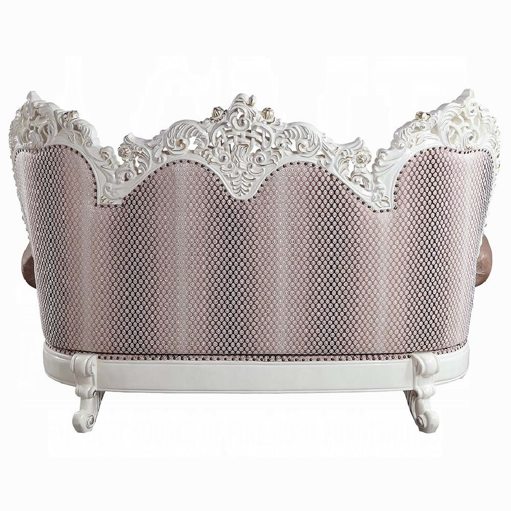 LV00804 Loveseat W/5 Pillows  Fabric & Antique White Finish Vanaheim Collection by Acme Furniture