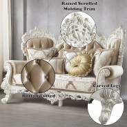 LV00804 Loveseat W/5 Pillows  Fabric & Antique White Finish Vanaheim Collection by Acme Furniture
