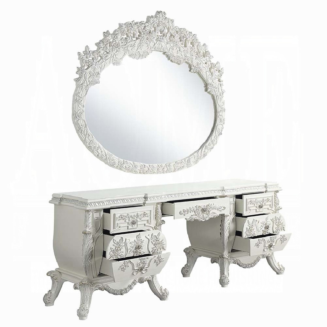 BD00674 Antique White Finish Vanity Desk Vanaheim Collection by Acme Furniture