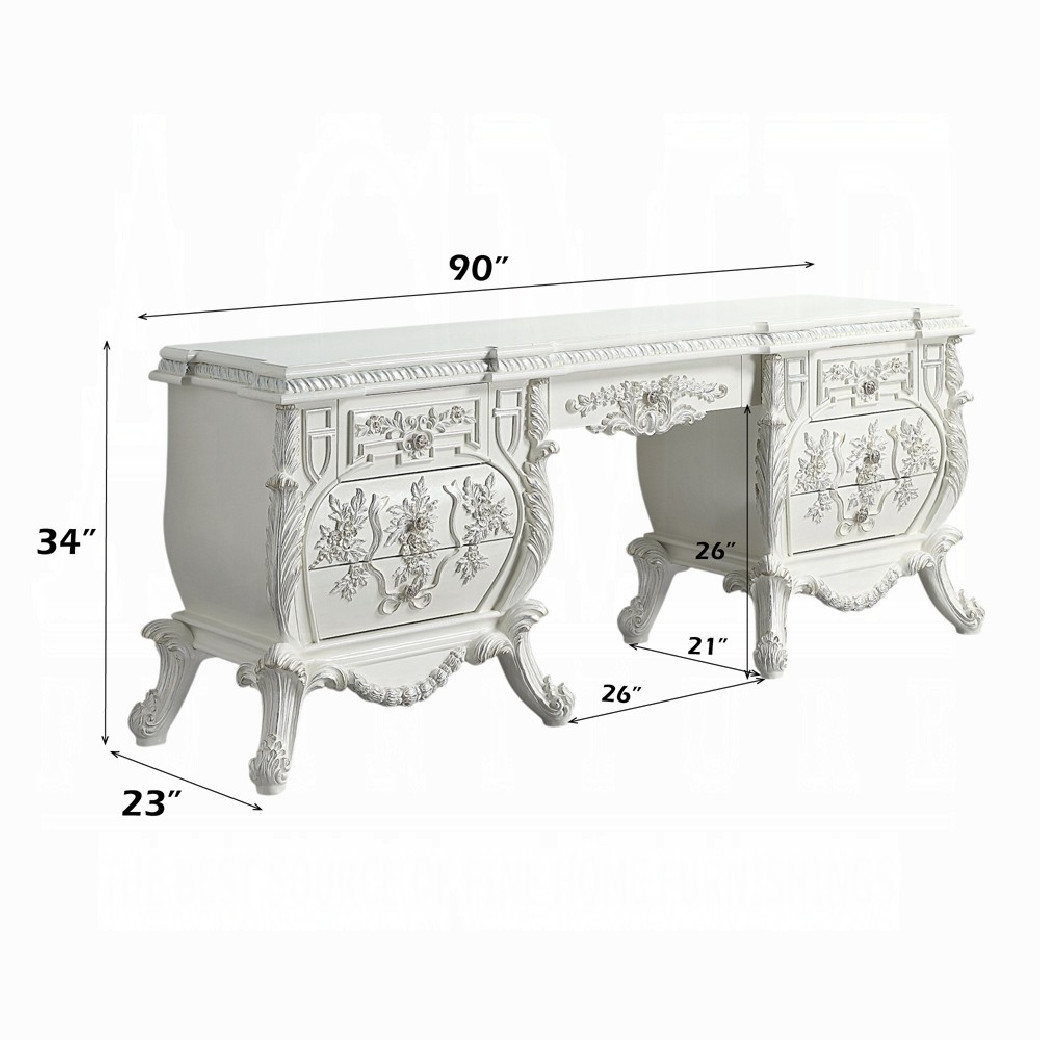 BD00674 Antique White Finish Vanity Desk Vanaheim Collection by Acme Furniture